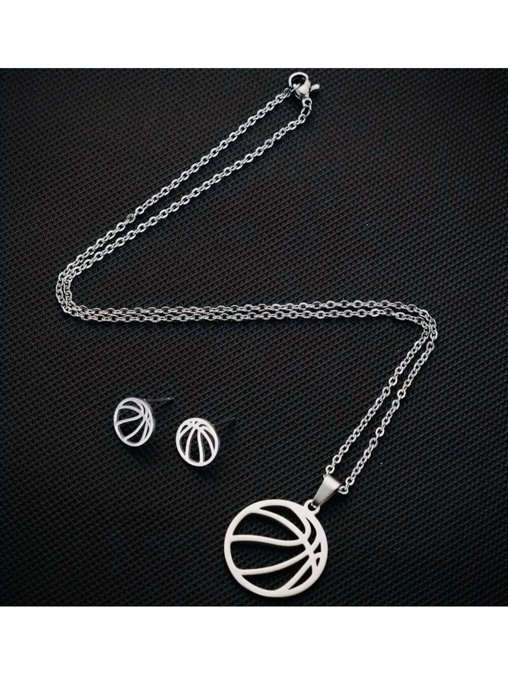New - Stainless Steel - Volleyball Necklace & Earrings Set